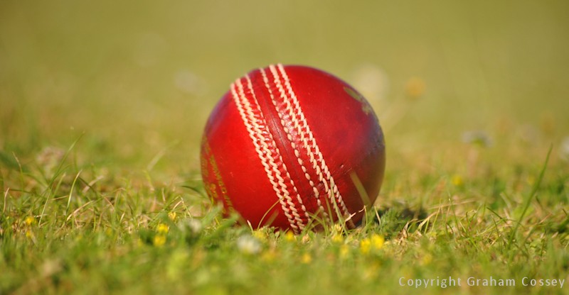 Cricket ball on Naunton Cricket Club  pitch